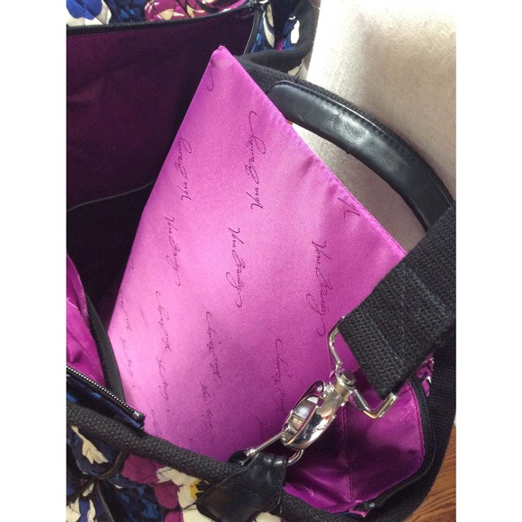 Vera Bradley Carryall Travel Shoulder Bag Suitcase African Violet Floral 18"x12" - Picture 9 of 15